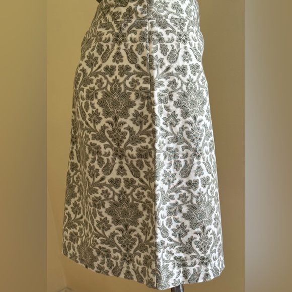 Talbots Green Ivory Straight Twill Paisley Design Mini Skirt SZ 16 P 100% cotton - Picture 4 of 10